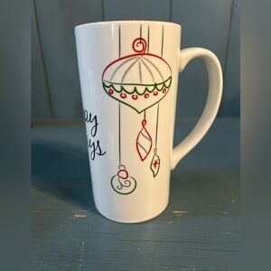 Food Network Holiday Mug with Red and Green Ornaments